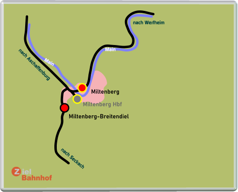 Miltenberg Miltenberg Hbf Miltenberg-Breitendiel nach Wertheim nach Aschaffenburg nach Seckach Main Main